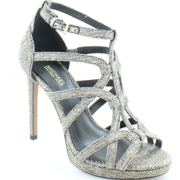 MICHAEL Michael Kors Glitter Champagne Heels Sz 7 - Picture 2 of 16